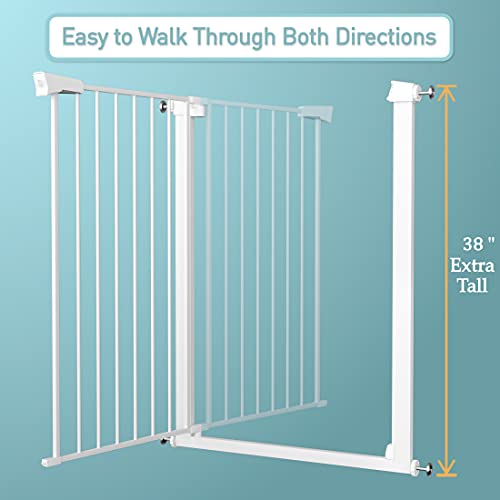 Extra Tall Baby Gate Stand 38" Tall - Long Walk Through Pet Gate for Kids or Large Pets - Metal Pressure Mounted Safety Gate 59.84"-62.60" Wide by Fairy Baby
