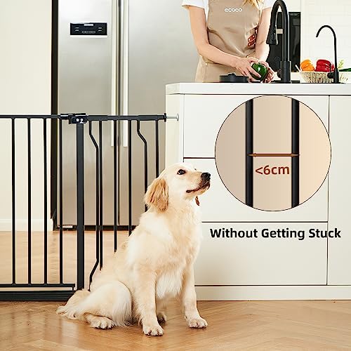 HEMRORO 66.5-71" Extra Wide Baby Gate for Stairs Doorways, 37.4" Extra Tall Metal Dog Gate for The House, Easy Walk Thru Auto Close Child Safety Gate Pressure Mounted with Extension Kit, Black by hemroro