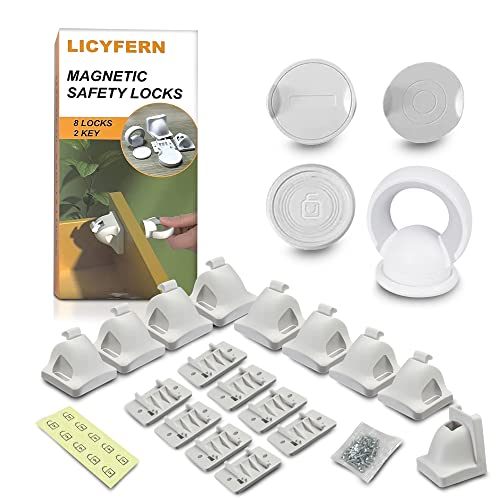 LICYFERN Magnetic Cabinet Locks (8 Locks & 2 Keys) - Invisible Drawer Locks for Kids, Baby Proofing Adhesive Child Safety Lock & Keys â Easy to Install, Home & Kitchen Cabinet Magnet Drawer Lock from LICYFERN