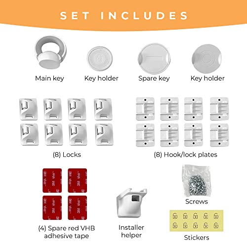 LICYFERN Magnetic Cabinet Locks (8 Locks & 2 Keys) - Invisible Drawer Locks for Kids, Baby Proofing Adhesive Child Safety Lock & Keys â Easy to Install, Home & Kitchen Cabinet Magnet Drawer Lock from LICYFERN