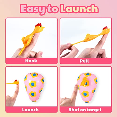 Byhoo Rubber Chicken Slingshot Chicken Easter Toys Flickin Chicken Flying Chicken Flingers Stretchy Toys Novelty Easter Gifts for Kids Teens Easter Party Supplies Stress Relief Toy Decompression Toy by Guangzhou Baihua Network Technology Co.,Ltd.