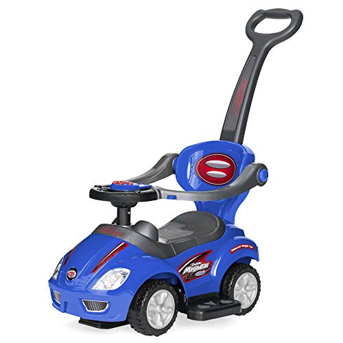 Best Choice Products Kids 3-in-1 Push and Pedal Car Toddler Ride On w/ Handle, Horn, Music - Blue from Best Choice Products