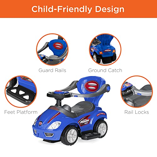 Best Choice Products Kids 3-in-1 Push and Pedal Car Toddler Ride On w/ Handle, Horn, Music - Blue from Best Choice Products