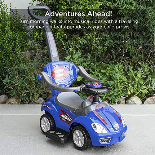 Best Choice Products Kids 3-in-1 Push and Pedal Car Toddler Ride On w/ Handle, Horn, Music - Blue from Best Choice Products