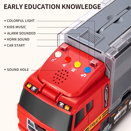 TEMI Toddler Toys for 3 4 5 6 Years Old Boys, Die-cast Emergency Fire Rescue Vehicle Transport Car Toy Set w/ Play Mat, Alloy Metal Fire Truck Toys Set for Age 3-9 Toddlers Kids Boys & Girls from TEMI