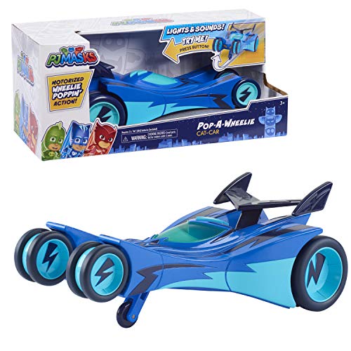 Just Play PJ Masks Pop-A-Wheelie Cat-Car, PJ Masks Vehicle with Lights and Sounds from Just Play