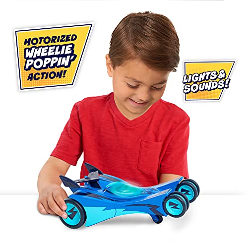 Just Play PJ Masks Pop-A-Wheelie Cat-Car, PJ Masks Vehicle with Lights and Sounds from Just Play