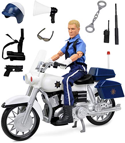 Click N' Play Police On Motorcycle 12" Action Figure Play Set with Accessories , Brown from Click N' Play