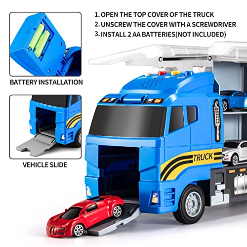 Toddler Toys for 3-9 Years Old Boys Race Model Car Double Side Transport Vehicle W/Play Mat, Die-cast Alloy Metal Car Toy Set Gifts for Age 3 4 5 6 Kids Child Boys Girls Birthday Party Favor from TEMI