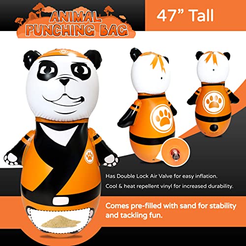 INFLATABLE DUDES Panda Bambam 47 Inches -Kids Punching Bag | Already Filled with Sand| Animal Bop Bag | Inflatable Toy | Boxing - Premium- |Bounce-Back Action! | Indoor Outdoor -Play Therapy by Inflatable Dudes
