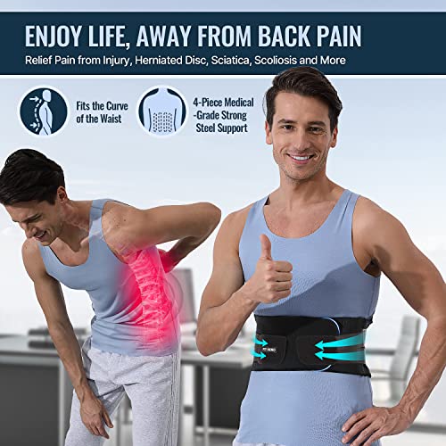 Fit Geno Back Brace for Men and Women Lower Back, Instant Back Pain Relief from Injury, Herniated Disc, Sciatica and Scoliosis, Premium Breathable and Adjustable Lumbar Lower Back Support Belt, Medium (Waist 31.5-37.5 Inch) by Fit Geno LLC
