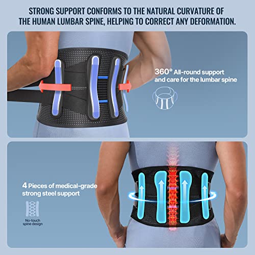 Fit Geno Back Brace for Men and Women Lower Back, Instant Back Pain Relief from Injury, Herniated Disc, Sciatica and Scoliosis, Premium Breathable and Adjustable Lumbar Lower Back Support Belt, Medium (Waist 31.5-37.5 Inch) by Fit Geno LLC