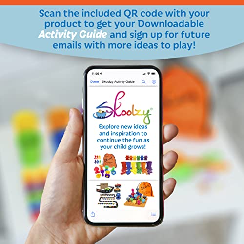 Skoolzy Rainbow Counting Bears with Matching Sorting Cups, Bear Counters and Dice Math Toddler Games 71pc Set - Bonus Scoop Tongs, Storage Bags from Skoolzy