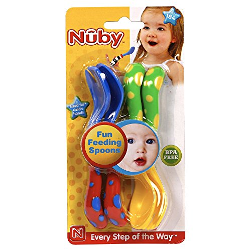 Nuby Fun Feeding Spoons & Forks 2-Pack (one size, Yellow/Blue) by Nuby