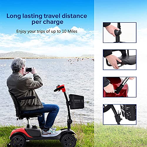4 Wheel Mobility Scooter, Electric Powered Wheelchair Device, Compact Heavy Duty Mobile with Basket for Gravida, Foldable in Boot Trunk for Traveling with Seniors from TKEEAC