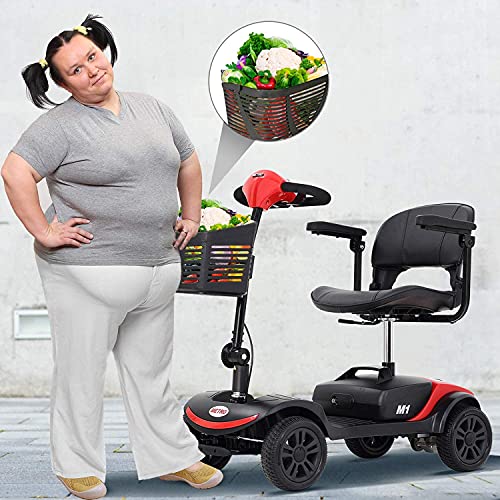 4 Wheel Mobility Scooter, Electric Powered Wheelchair Device, Compact Heavy Duty Mobile with Basket for Gravida, Foldable in Boot Trunk for Traveling with Seniors from TKEEAC