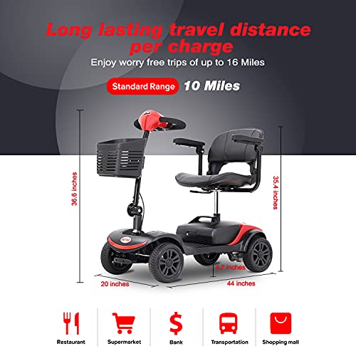 4 Wheel Mobility Scooter, Electric Powered Wheelchair Device, Compact Heavy Duty Mobile with Basket for Gravida, Foldable in Boot Trunk for Traveling with Seniors from TKEEAC