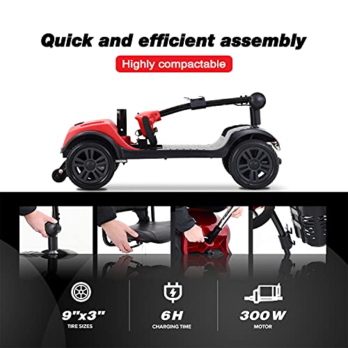 4 Wheel Mobility Scooter, Electric Powered Wheelchair Device, Compact Heavy Duty Mobile with Basket for Gravida, Foldable in Boot Trunk for Traveling with Seniors from TKEEAC