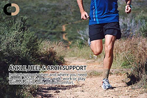 Ankle Brace Compression Sleeve for Men & Women (1 Pair) - Best Ankle Support Foot Braces for Pain Relief, Injury Recovery, Swelling, Sprain, Achilles Tendon Support, Heel Spur, Plantar Fasciitis Socks by Crucial Compression