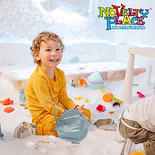 Novelty Place Sea Shell Bag for Kids, Shell Collecting Picking Up Holding Mesh Shells Bags with Strap for Children, Beach Sand Toy Seashell Bag Green & Grey (Pack of 2) by Novelty Place