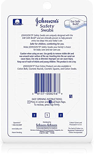Johnson's 008256OurBundle Non-Chlorine Bleached Safety Ear Swabs for Babies and Children, 55 ct ( Pack of 2) from Johnson's