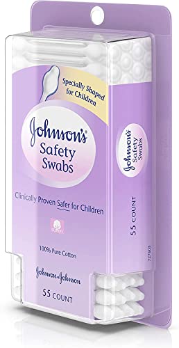 Johnson's 008256OurBundle Non-Chlorine Bleached Safety Ear Swabs for Babies and Children, 55 ct ( Pack of 2) from Johnson's