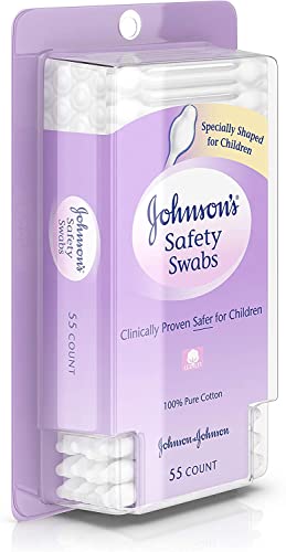 Johnson's 008256OurBundle Non-Chlorine Bleached Safety Ear Swabs for Babies and Children, 55 ct ( Pack of 2) from Johnson's