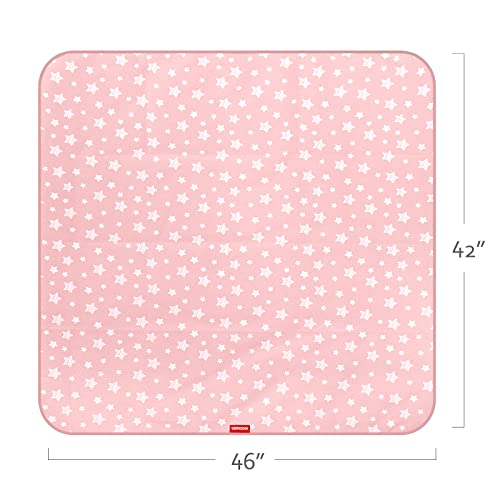 Baby Splat Mat Anti Slip Waterproof High Chair Mat, Baby Feeding Table Cloth Floor Mat Cover, Baby Art Playtime Mat for Craft/Mealtime, 42X46 Inch Washable Portable Picnic Mat - Pink Star from 