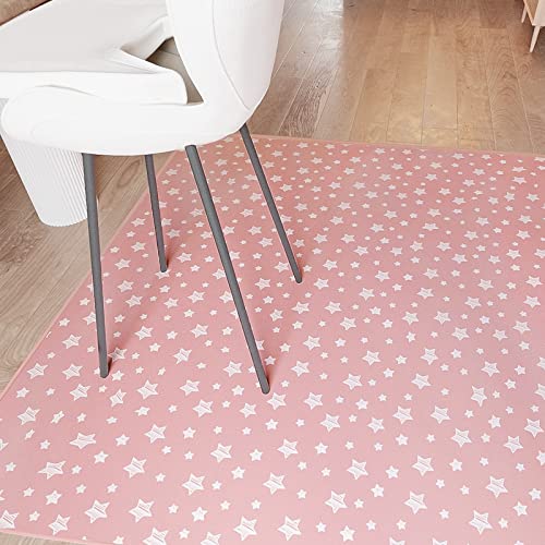 Baby Splat Mat Anti Slip Waterproof High Chair Mat, Baby Feeding Table Cloth Floor Mat Cover, Baby Art Playtime Mat for Craft/Mealtime, 42X46 Inch Washable Portable Picnic Mat - Pink Star from 
