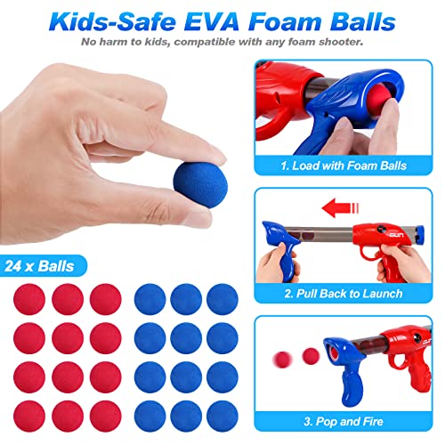 YIFUHH Shooting Game Toy for Kids with 2 pcs Foam Ball Popper Air Guns Moving Shooting Target 24 Foam Balls, Toy Blaster Gun for Indoor and Outdoor Play, Perfect Birthday for Boys 6 7 8 9 10+ by YIFUHH