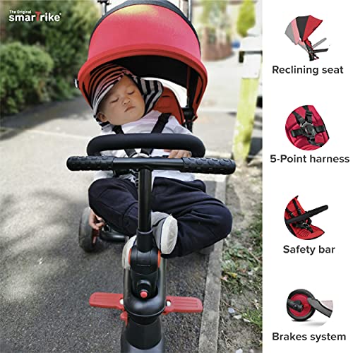 smarTrike Toddler Tricycle Stroller, Compact Bike Stroller for Kids, Easy Push Tricycle Kids Stroller Doubles as a Toddler Bike, Baby Tricycle for 1, 2, 3 Years Old Adjusts and Folds (Red, STR3) from smarTrike