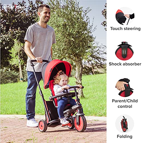 smarTrike Toddler Tricycle Stroller, Compact Bike Stroller for Kids, Easy Push Tricycle Kids Stroller Doubles as a Toddler Bike, Baby Tricycle for 1, 2, 3 Years Old Adjusts and Folds (Red, STR3) from smarTrike