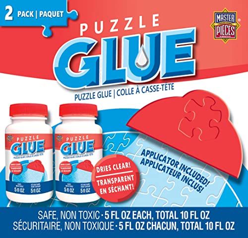 MasterPieces Accessories - Jigsaw Puzzle Glue Bottle & Wide Plastic Spreader, 5 Ounces Each, 2 Pack, Clear from MasterPieces Puzzle Company