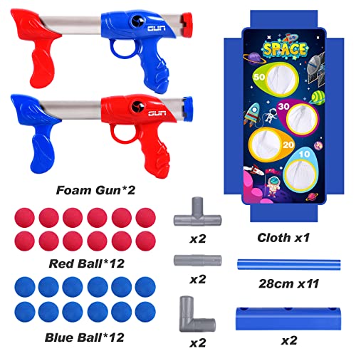 YIFUHH Shooting Game Toy for Kids with 2 pcs Foam Ball Popper Air Guns Moving Shooting Target 24 Foam Balls, Toy Blaster Gun for Indoor and Outdoor Play, Perfect Birthday for Boys 6 7 8 9 10+ by YIFUHH
