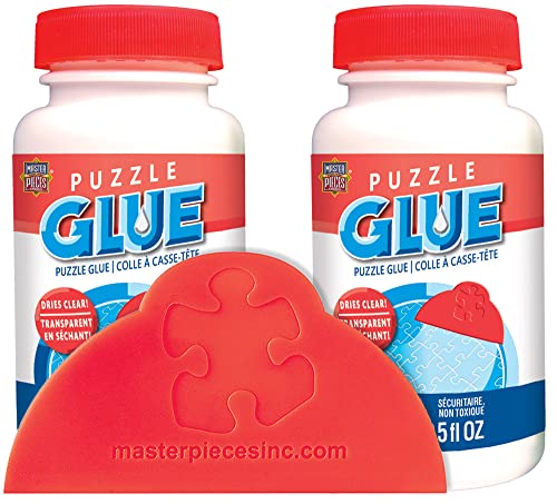 MasterPieces Accessories - Jigsaw Puzzle Glue Bottle & Wide Plastic Spreader, 5 Ounces Each, 2 Pack, Clear from MasterPieces Puzzle Company