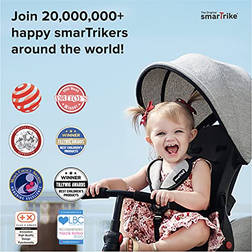 smarTrike Toddler Tricycle Stroller, Compact Bike Stroller for Kids, Easy Push Tricycle Kids Stroller Doubles as a Toddler Bike, Baby Tricycle for 1, 2, 3 Years Old Adjusts and Folds (Red, STR3) from smarTrike