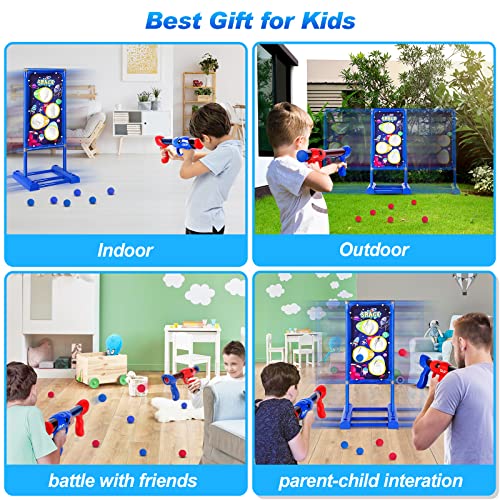 YIFUHH Shooting Game Toy for Kids with 2 pcs Foam Ball Popper Air Guns Moving Shooting Target 24 Foam Balls, Toy Blaster Gun for Indoor and Outdoor Play, Perfect Birthday for Boys 6 7 8 9 10+ by YIFUHH
