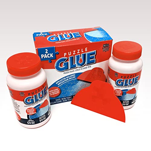 MasterPieces Accessories - Jigsaw Puzzle Glue Bottle & Wide Plastic Spreader, 5 Ounces Each, 2 Pack, Clear from MasterPieces Puzzle Company