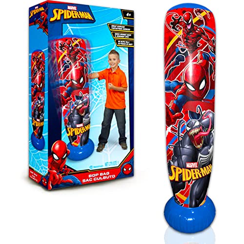 Marvel Spiderman Bop Bag for Kids - Bundle with Spiderman Punching Bag for Outdoor Play Plus Spiderman Stickers and More (Marvel Punching Bag for Kids) from Hedstrom INC