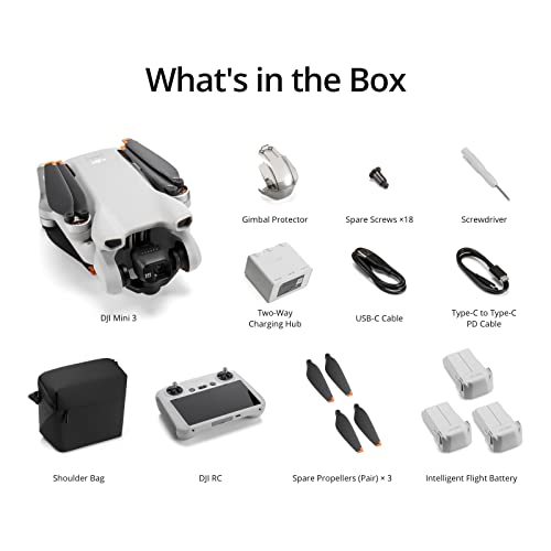 DJI Mini 3 Fly More Combo (DJI RC) - Lightweight and Foldable Mini Camera Drone with 4K HDR Video, 38-min Flight Time, True Vertical Shooting, and Intelligent Features from DJI