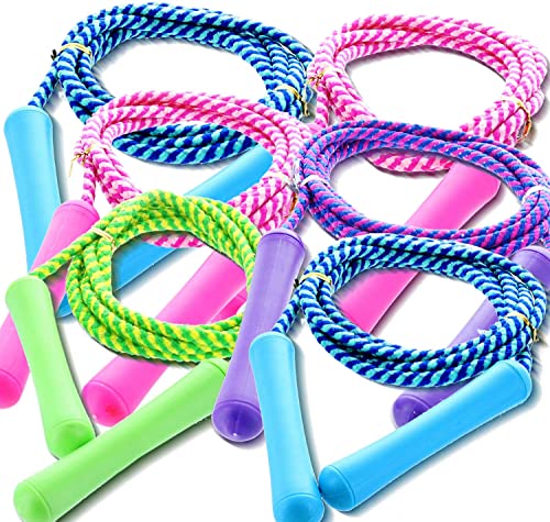 GiftExpress Adjustable Size Colorful Jump Rope for Kids and Teens - Outdoor Indoor Fun Games Skipping Rope Exercise Fitness Activity and Party Favor - Assorted Colors Pack of (6) from 