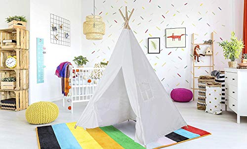 Teepee Tent for Kids | Tipi Tents Indoor Outdoor | Play Tent Foldable 5 Feet Tall 4 Poles | Customizable Tent | Large Childrens Teepee Tents for Girls and Boys Kids Teepee Tent | Strong Wooden Poles from PEP STEP