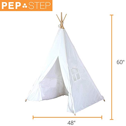 Teepee Tent for Kids | Tipi Tents Indoor Outdoor | Play Tent Foldable 5 Feet Tall 4 Poles | Customizable Tent | Large Childrens Teepee Tents for Girls and Boys Kids Teepee Tent | Strong Wooden Poles from PEP STEP
