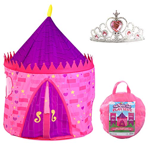 JOYIN Girls Princess Pink Castle Play Tent with Princess Crown Pop Up Play Tent Kids Indoor Outdoor Playhouse Tent Set from JOYIN
