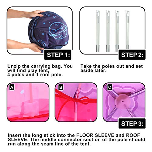 JOYIN Girls Princess Pink Castle Play Tent with Princess Crown Pop Up Play Tent Kids Indoor Outdoor Playhouse Tent Set from JOYIN