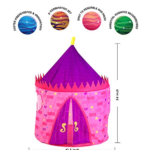 JOYIN Girls Princess Pink Castle Play Tent with Princess Crown Pop Up Play Tent Kids Indoor Outdoor Playhouse Tent Set from JOYIN