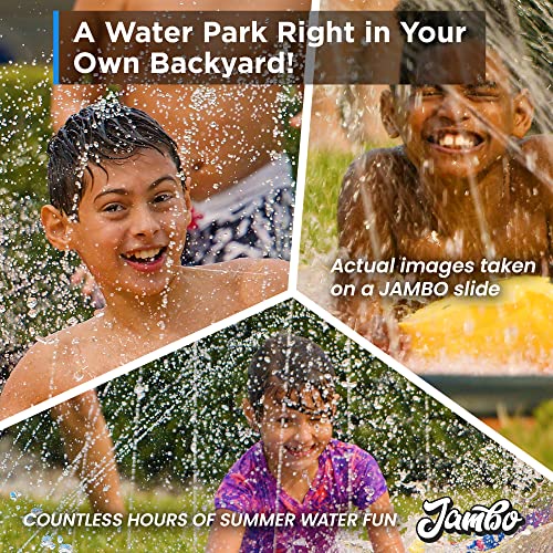 JAMBO 20' Extra Long Double Slip Splash and Slide with 2 Body Boards | XL Water Slide , Slip Slide with Sprinklers, Backyard Water Toys for Outdoor Play by Jambo