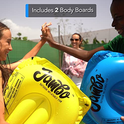 JAMBO 20' Extra Long Double Slip Splash and Slide with 2 Body Boards | XL Water Slide , Slip Slide with Sprinklers, Backyard Water Toys for Outdoor Play by Jambo