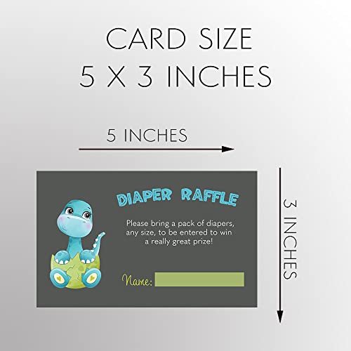 The Invite Lady Dinosaur Baby Shower Diaper Raffle Ticket Diaper Wipes Raffle Ticket Insert Request Prize Dino Egg Baby Dinosaurs Boy Blue Green Printed Cards (50 Count) from The Invite Lady