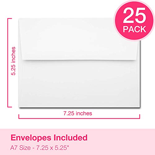 Set of 25 Baby Shower Invitations for Girl with Enveloppes, Diaper Raffle Tickets and Baby Shower Book Request Cards - Elephant from Papery Pop